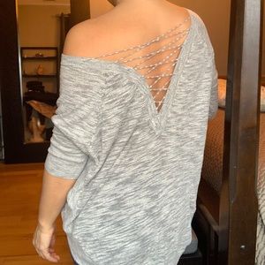 Express criss cross open back knit